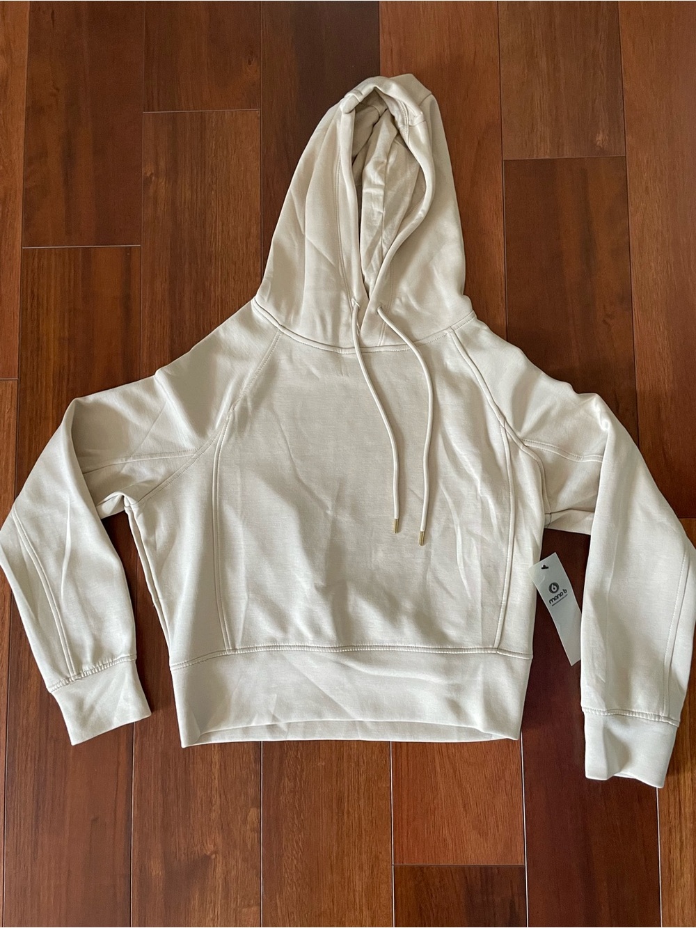 Mono B Cropped Pullover hoodie | Neutral Ivory Tan | size Small | NWT